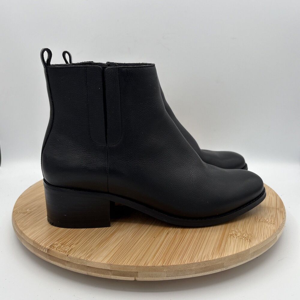 Cole Haan Addie Boots Black Pebbled Leather Bootie W21600 Zip Heel Womens 8 B